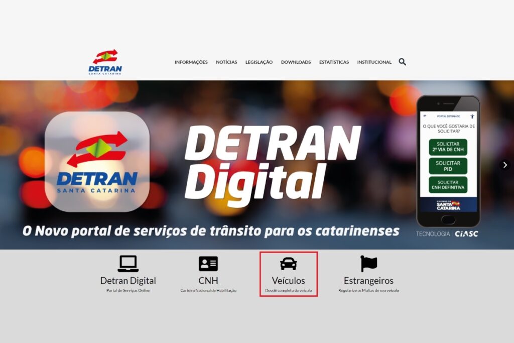 Portal Detran Santa Catarina - Serviços de Trânsito Online.