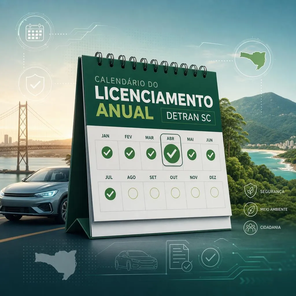 Calendário de licenciamento anual Detran SC com carro