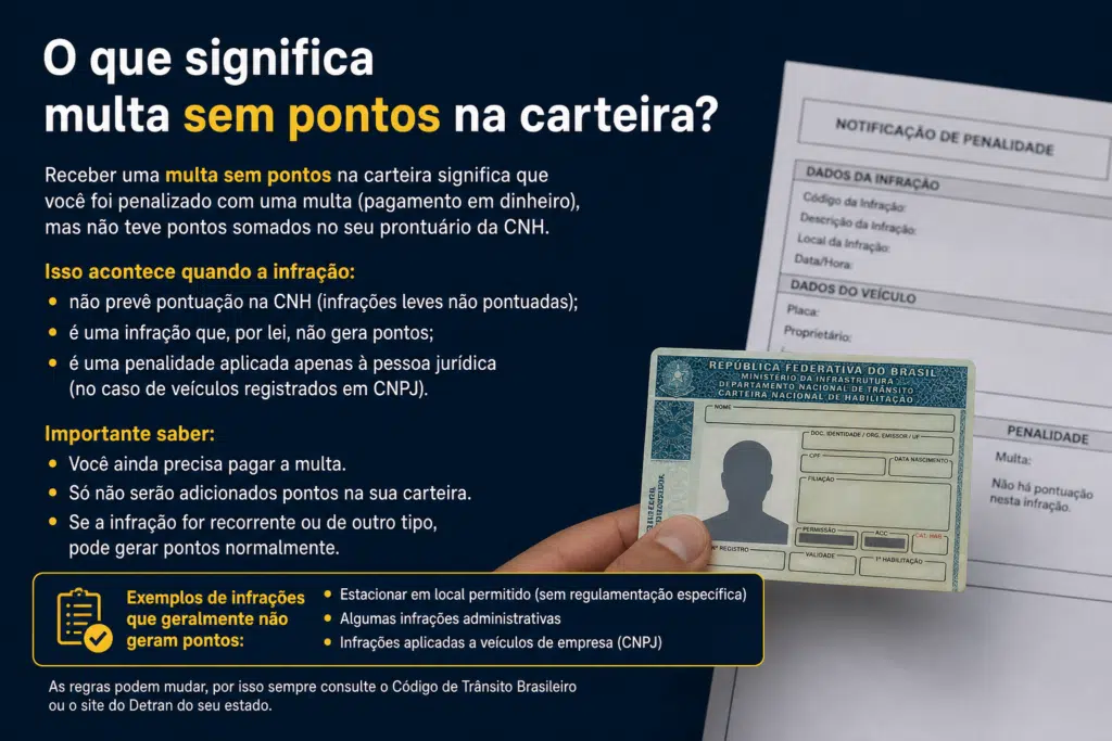 o que ‌significa multa sem pontos na carteira