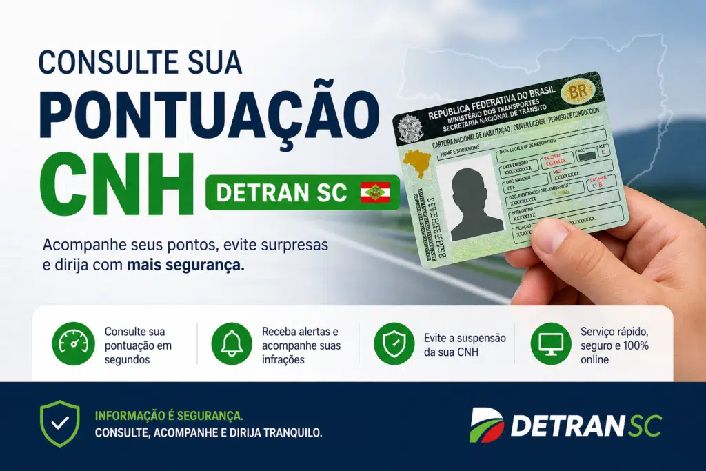 Banner do Detran SC sobre consulta de pontuação da CNH.