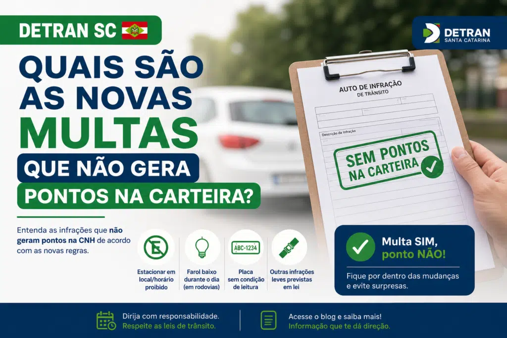 quais são as novas multas que não gera pontos na carteira detran sc