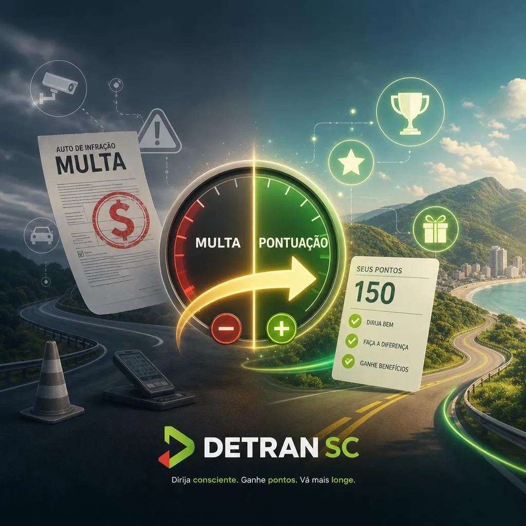 Painel multa e pontuação DETRAN SC na estrada