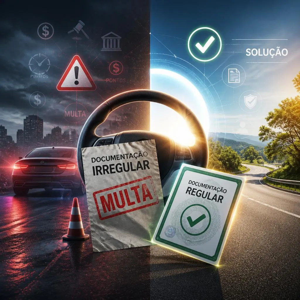 Documentação veicular irregular versus regular, multa e solução