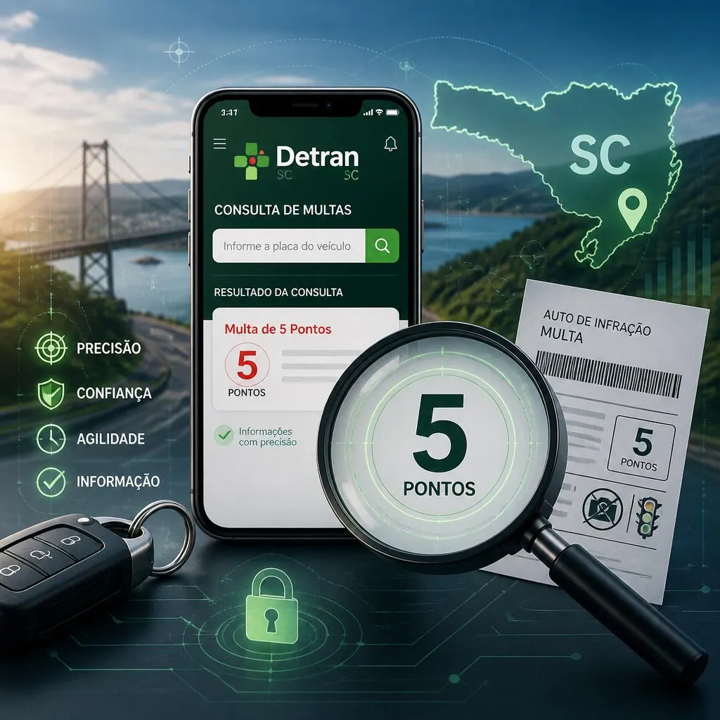 Aplicativo Detran SC consulta multa de cinco pontos
