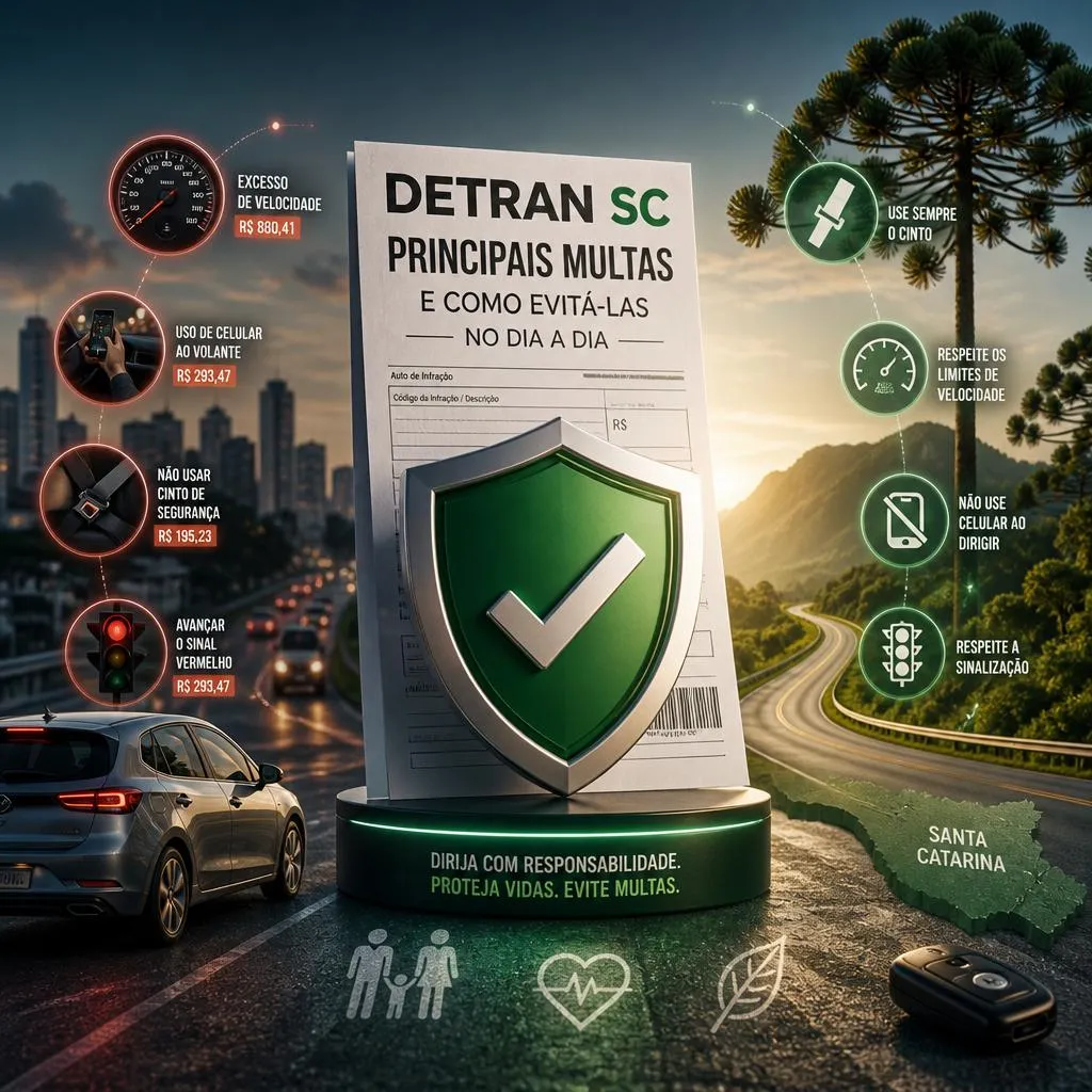 Infográfico do Detran SC sobre multas e direção segura